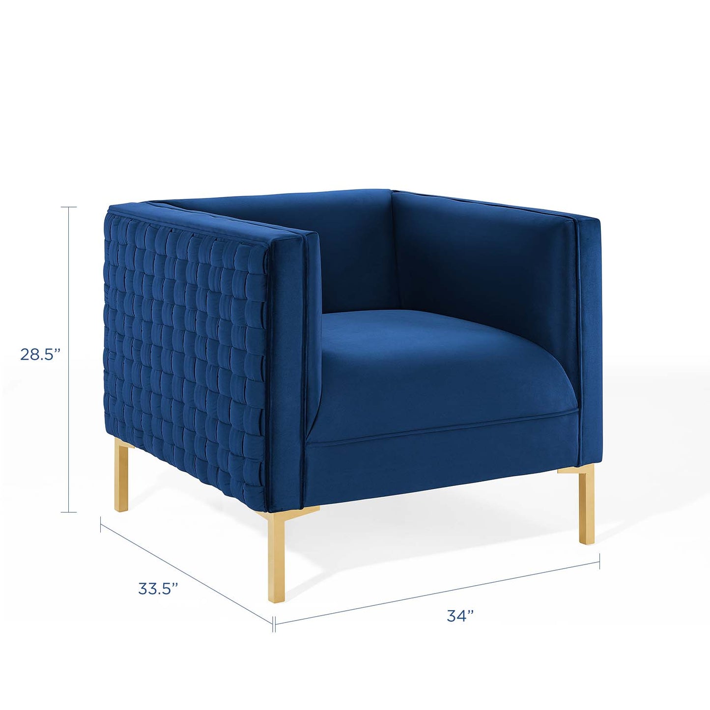 Resonate Performance Velvet Armchair, Velvet, Blue Navy, 18784