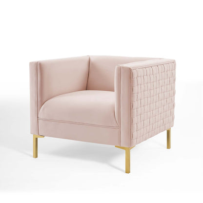 Resonate Performance Velvet Armchair, Velvet, Pink, 18785