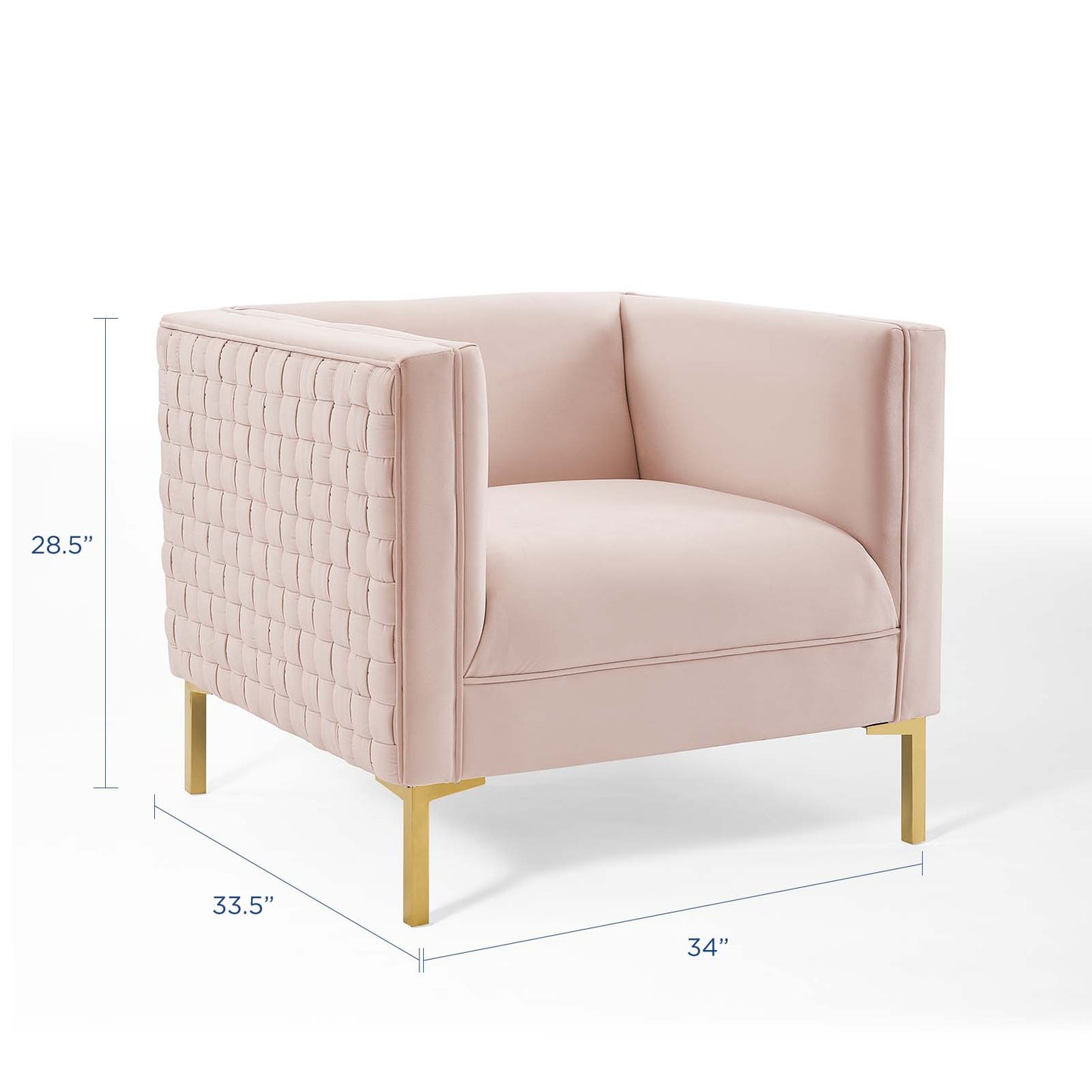 Resonate Performance Velvet Armchair, Velvet, Pink, 18785