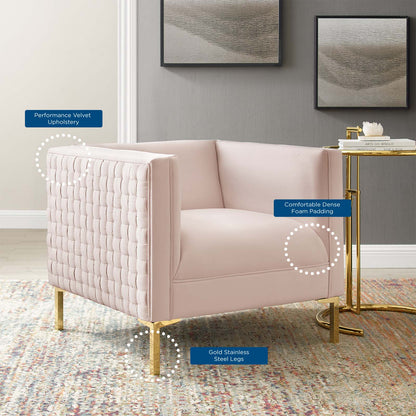 Resonate Performance Velvet Armchair, Velvet, Pink, 18785