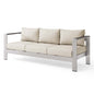 Shore Outdoor Patio Aluminum Sofa, Aluminum, Metal, Steel, Silver Beige, 18786