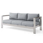 Shore Outdoor Patio Aluminum Sofa, Aluminum, Metal, Steel, Silver Grey Gray, 18787
