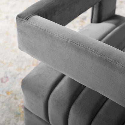 Range Tufted Performance Velvet Accent Armchair, Velvet, Dark Grey Gray, 18793