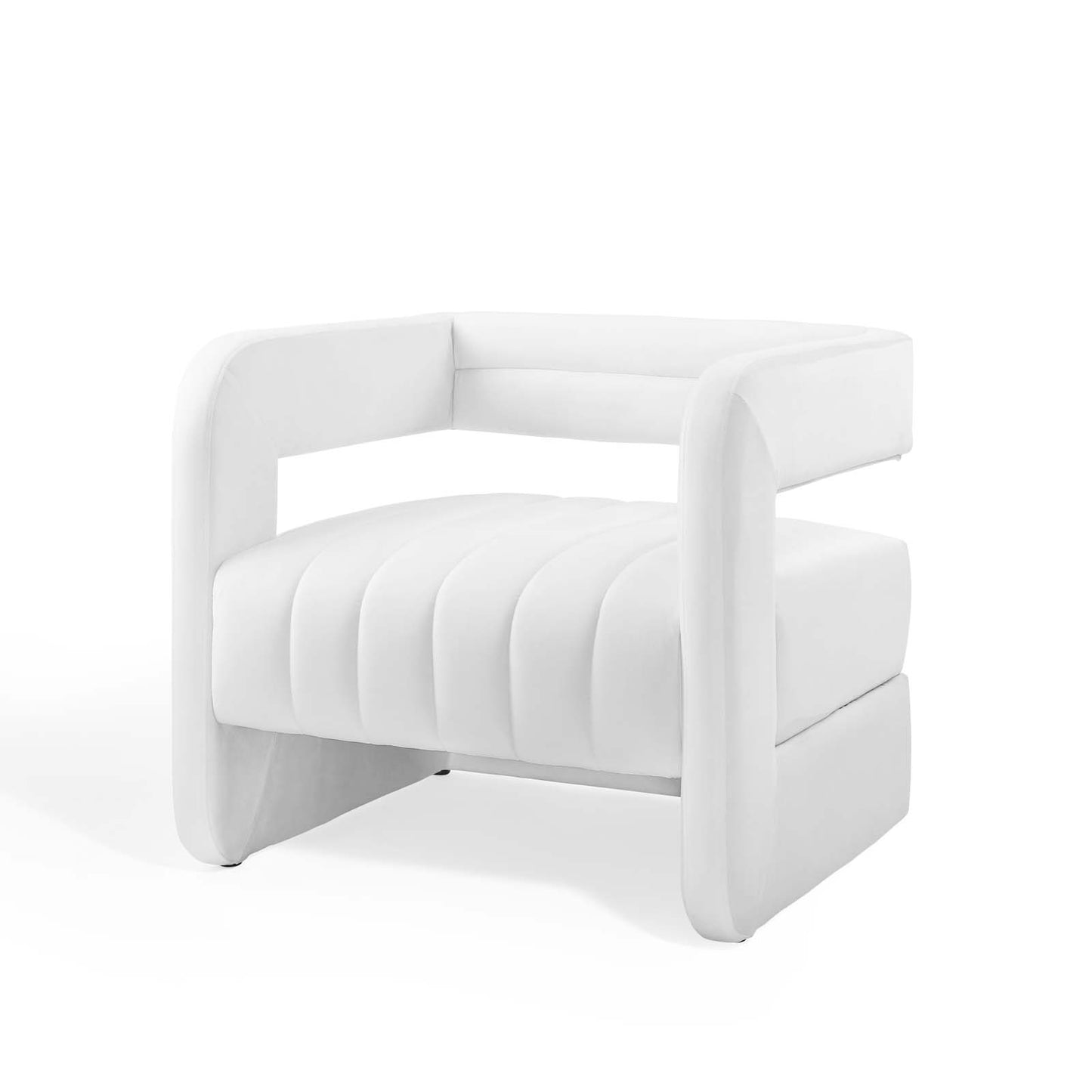 Range Tufted Performance Velvet Accent Armchair, Velvet, White, 18795