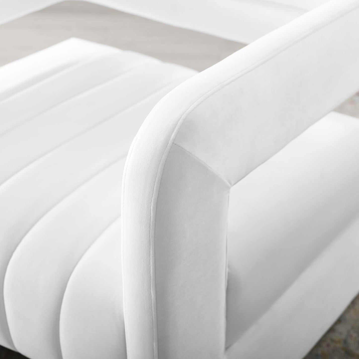 Range Tufted Performance Velvet Accent Armchair, Velvet, White, 18795