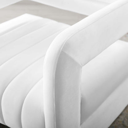 Range Tufted Performance Velvet Accent Armchair, Velvet, White, 18795
