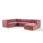 Sanguine 3 Piece Performance Velvet Sectional Sofa Set, Velvet, Pink, 18796