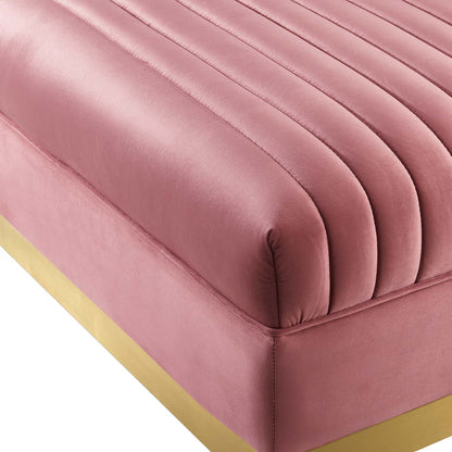 Sanguine 3 Piece Performance Velvet Sectional Sofa Set, Velvet, Pink, 18796