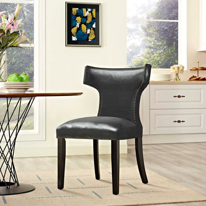 Curve Vinyl Dining Chair, Faux Leather, Black, 18799
