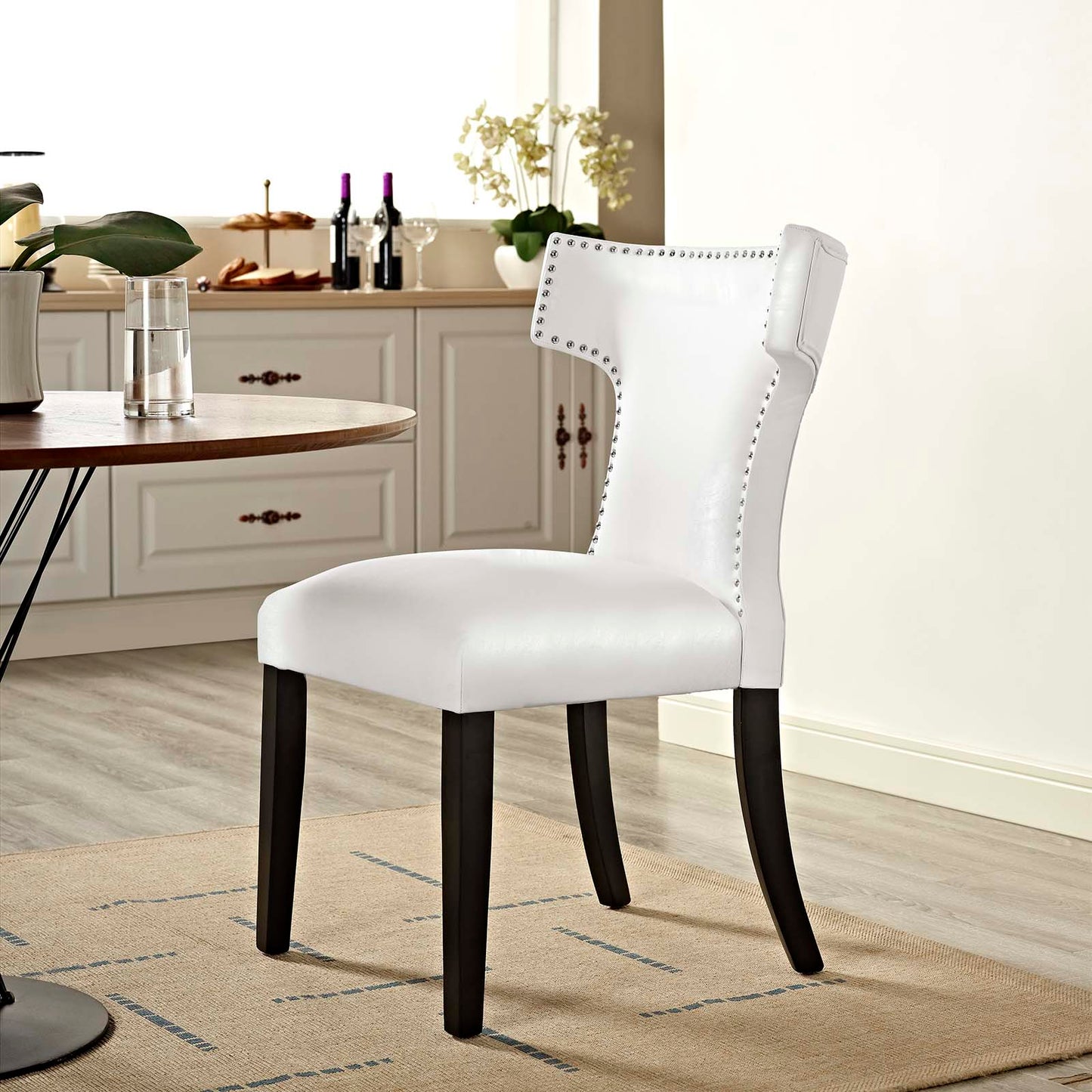 Curve Vinyl Dining Chair, Faux Leather, White, 18800