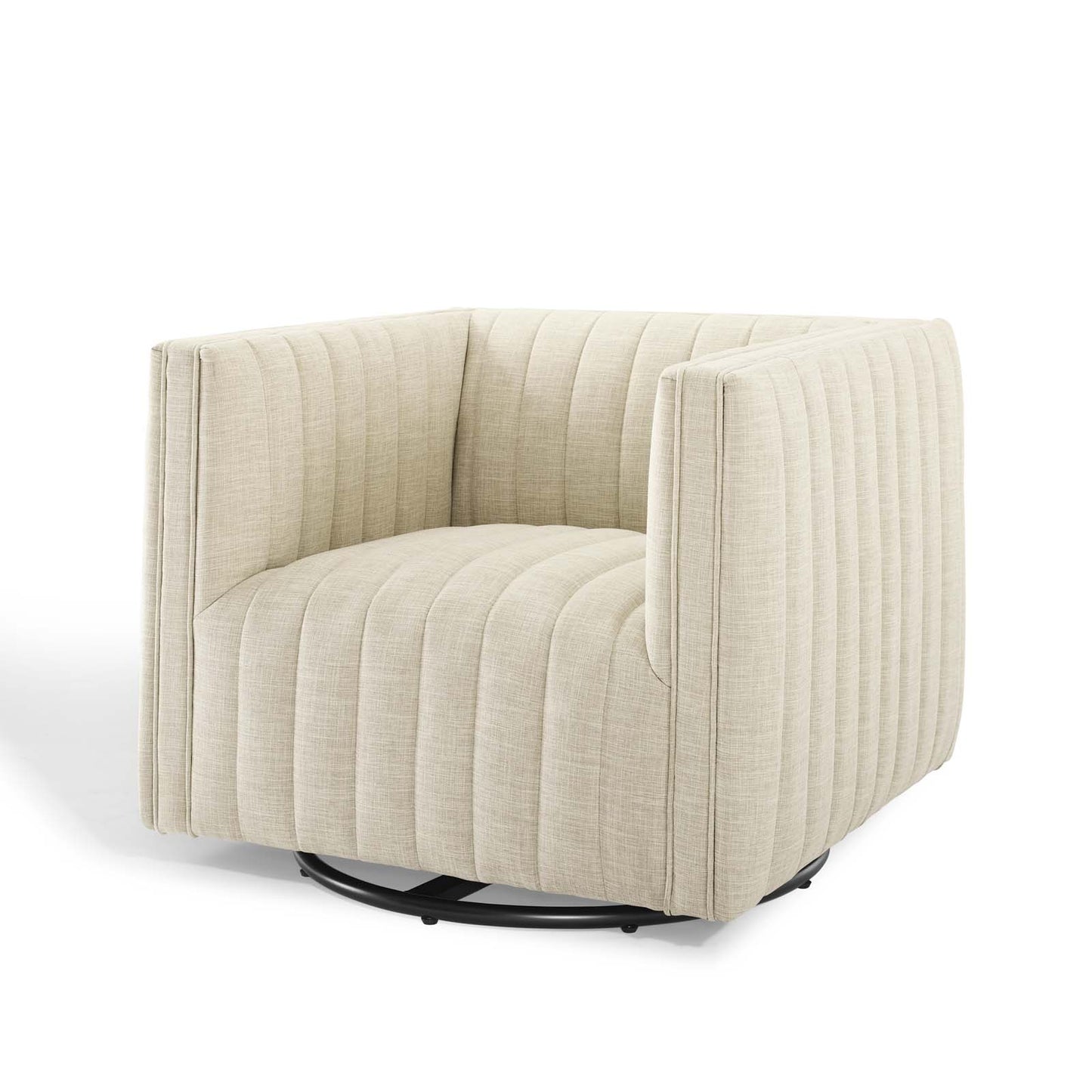 Conjure Tufted Swivel Upholstered Armchair, Fabric, Beige, 18804