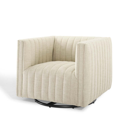 Conjure Tufted Swivel Upholstered Armchair, Fabric, Beige, 18804