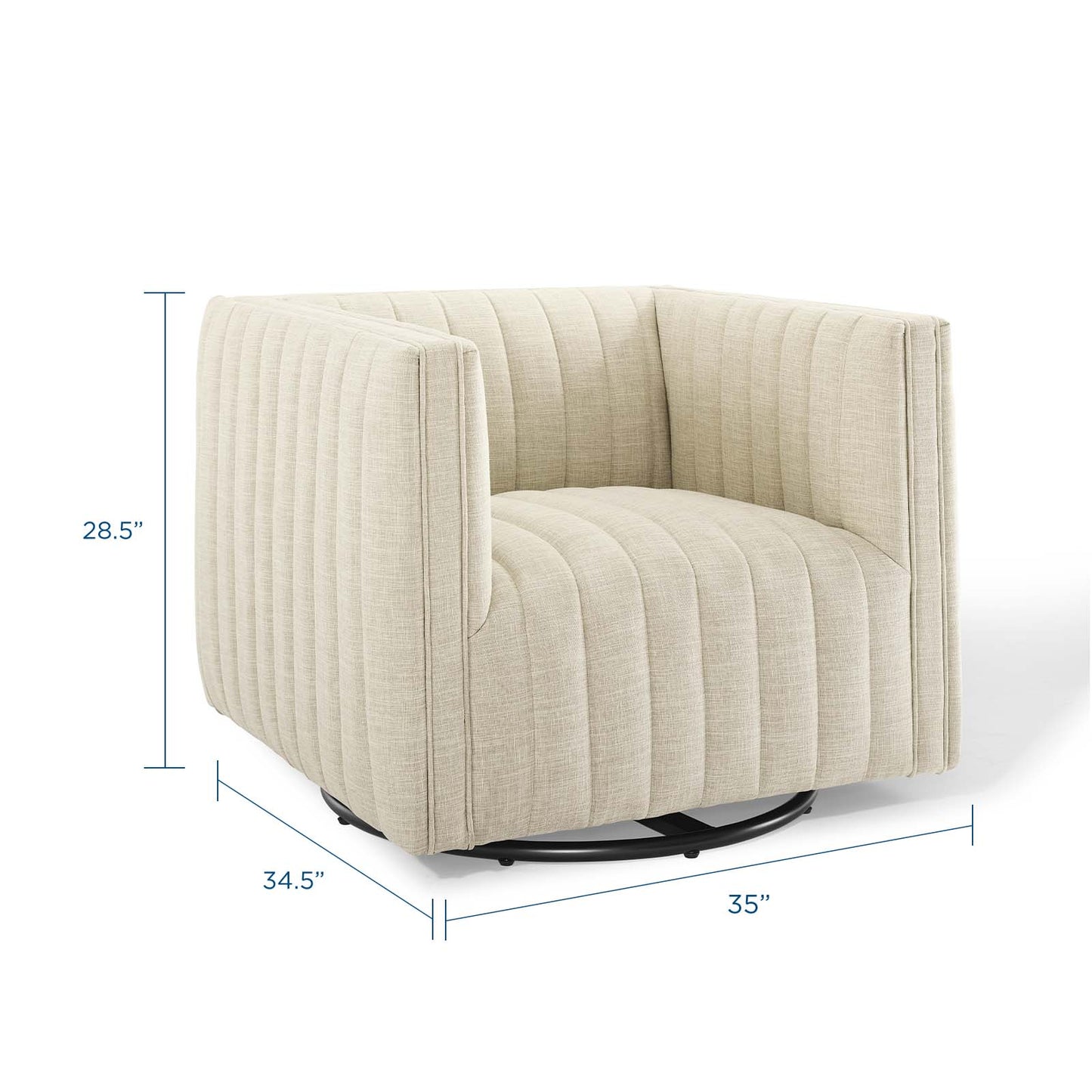 Conjure Tufted Swivel Upholstered Armchair, Fabric, Beige, 18804