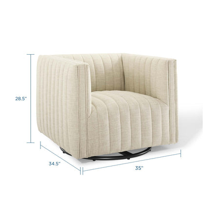Conjure Tufted Swivel Upholstered Armchair, Fabric, Beige, 18804