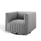 Conjure Tufted Swivel Upholstered Armchair, Fabric, Light Grey Gray, 18805