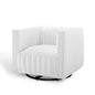 Conjure Tufted Swivel Upholstered Armchair, Fabric, White, 18806