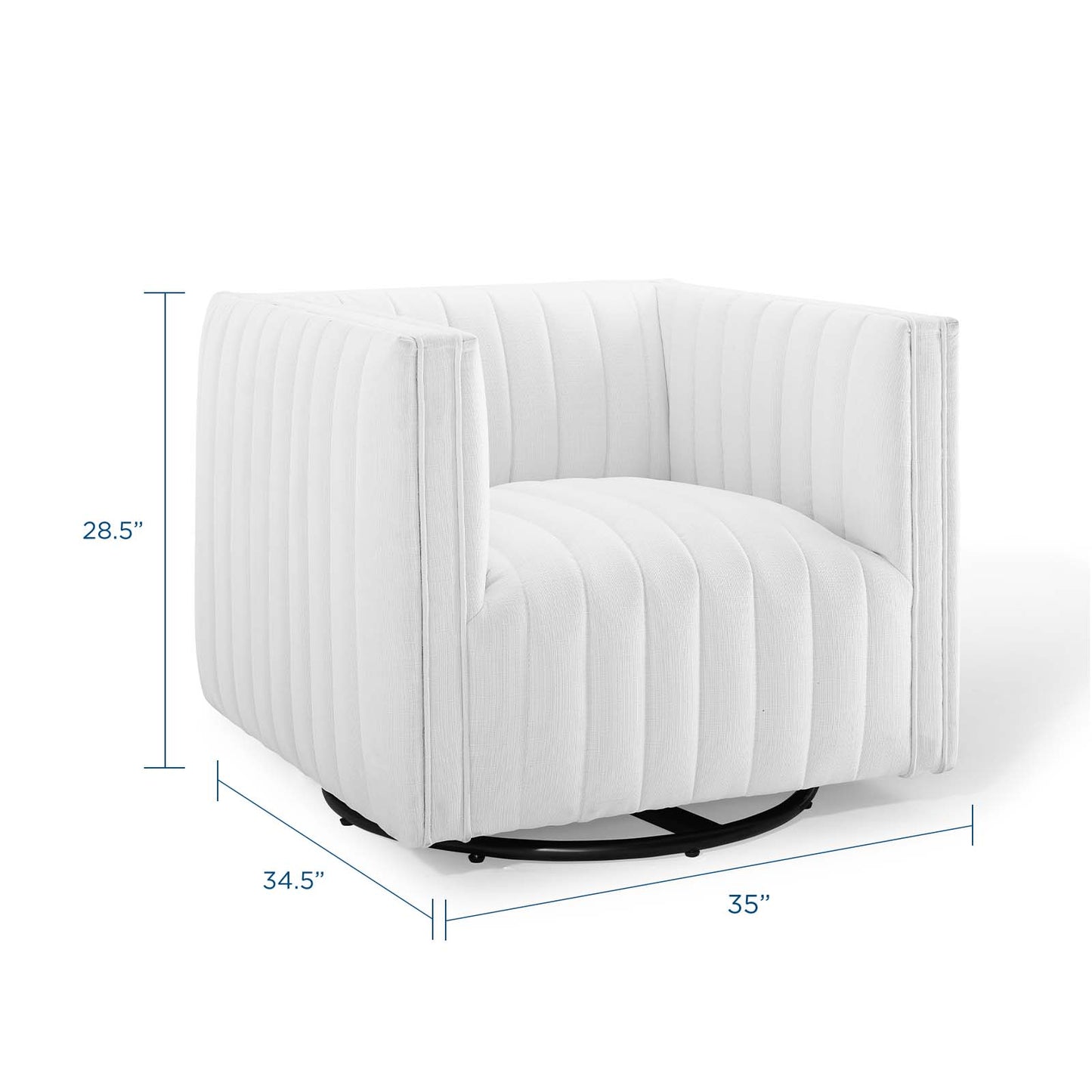 Conjure Tufted Swivel Upholstered Armchair, Fabric, White, 18806