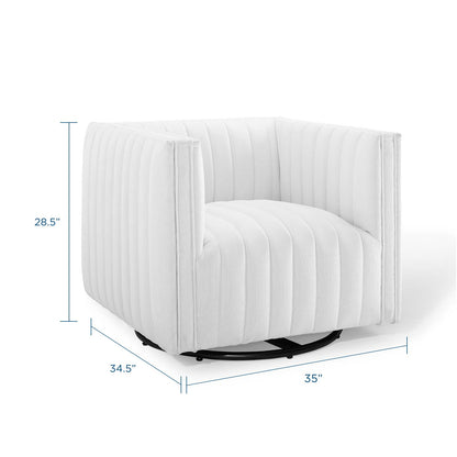 Conjure Tufted Swivel Upholstered Armchair, Fabric, White, 18806