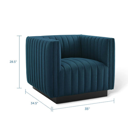 Conjure Tufted Upholstered Fabric Armchair, Fabric, Navy Blue, 18807