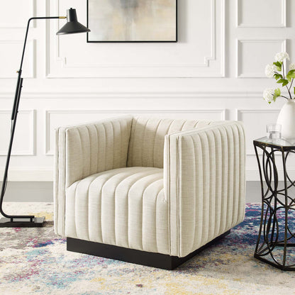 Conjure Tufted Upholstered Fabric Armchair, Fabric, Beige, 18808