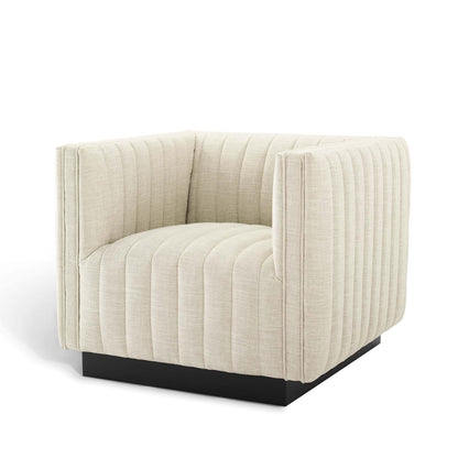 Conjure Tufted Upholstered Fabric Armchair, Fabric, Beige, 18808