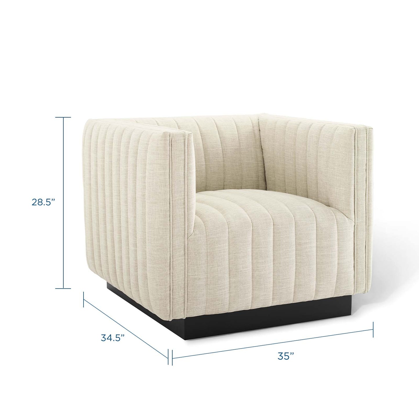 Conjure Tufted Upholstered Fabric Armchair, Fabric, Beige, 18808