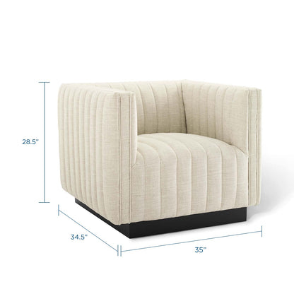 Conjure Tufted Upholstered Fabric Armchair, Fabric, Beige, 18808