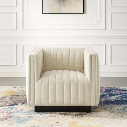 Conjure Tufted Upholstered Fabric Armchair, Fabric, Beige, 18808