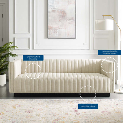 Conjure Tufted Upholstered Fabric Sofa, Fabric, Beige, 18812