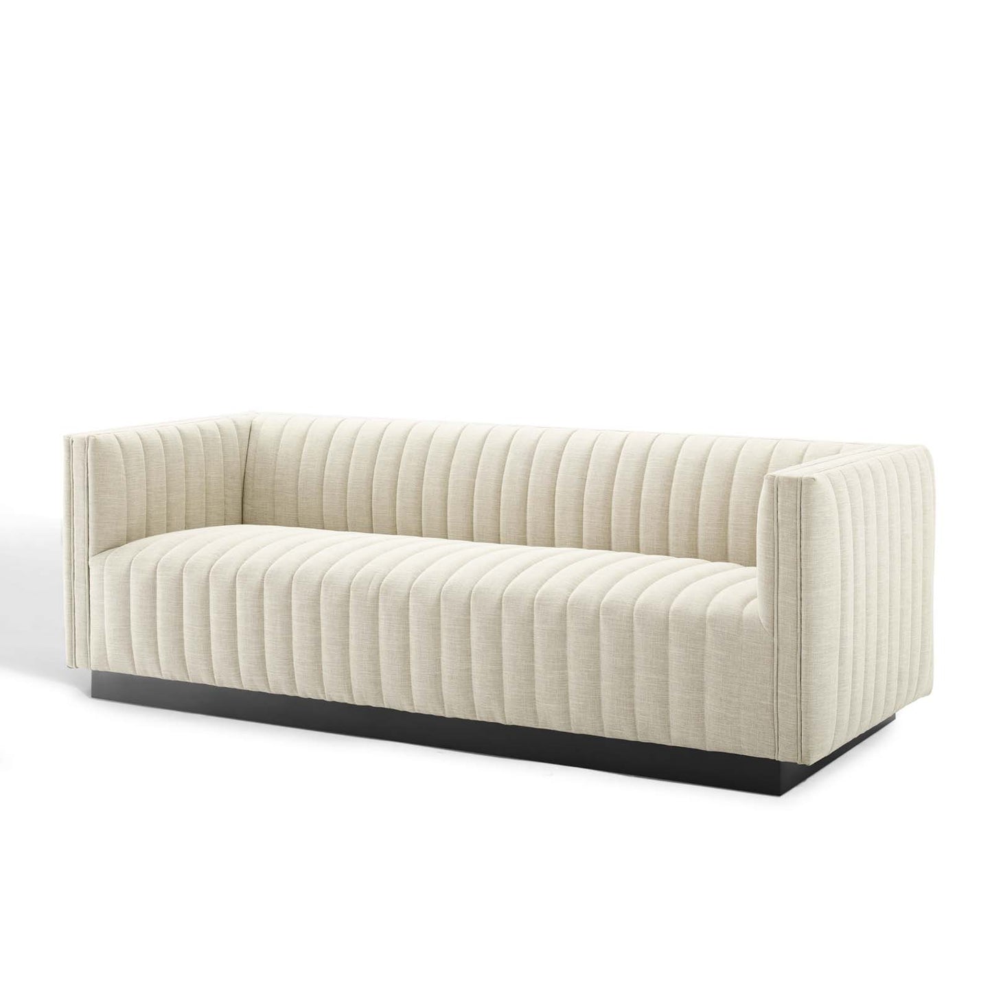 Conjure Tufted Upholstered Fabric Sofa, Fabric, Beige, 18812