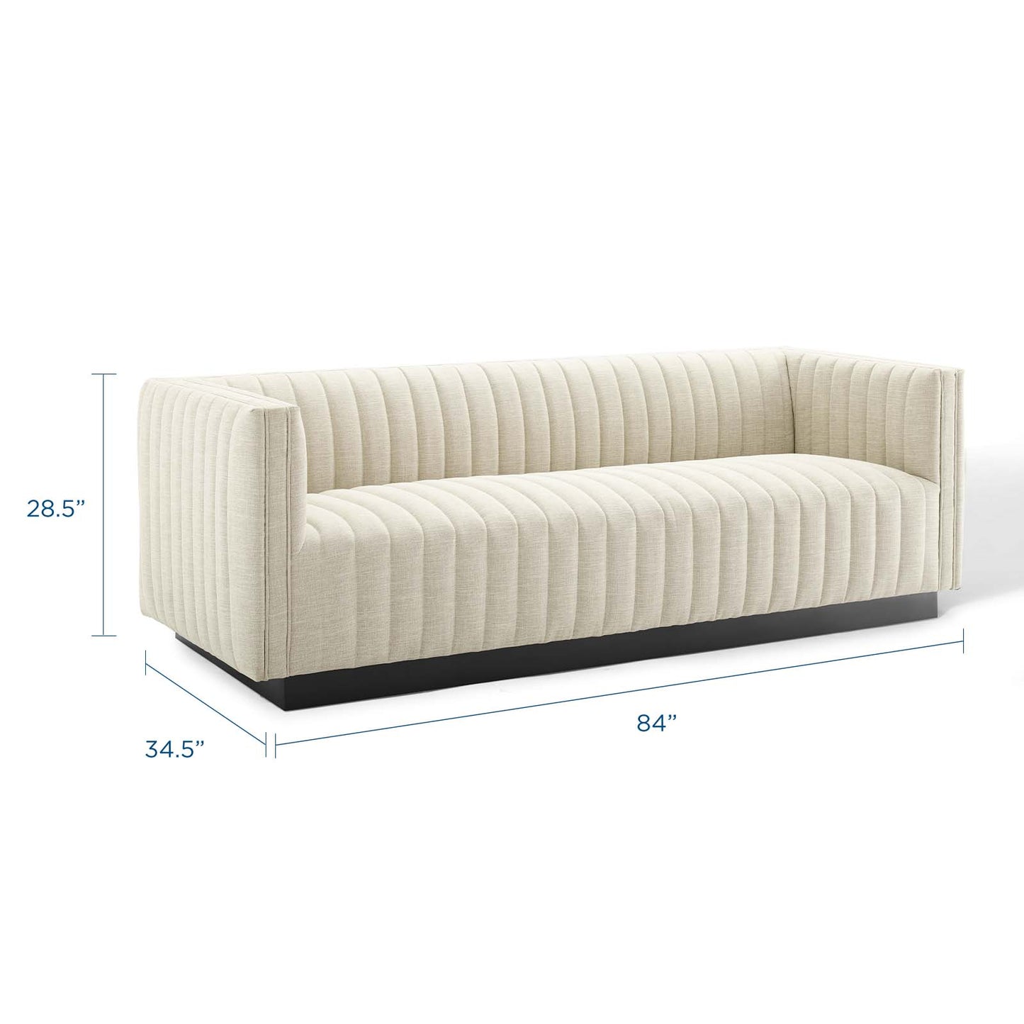 Conjure Tufted Upholstered Fabric Sofa, Fabric, Beige, 18812