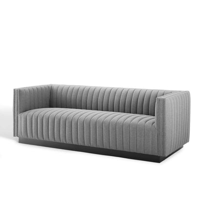 Conjure Tufted Upholstered Fabric Sofa, Fabric, Light Grey Gray, 18813