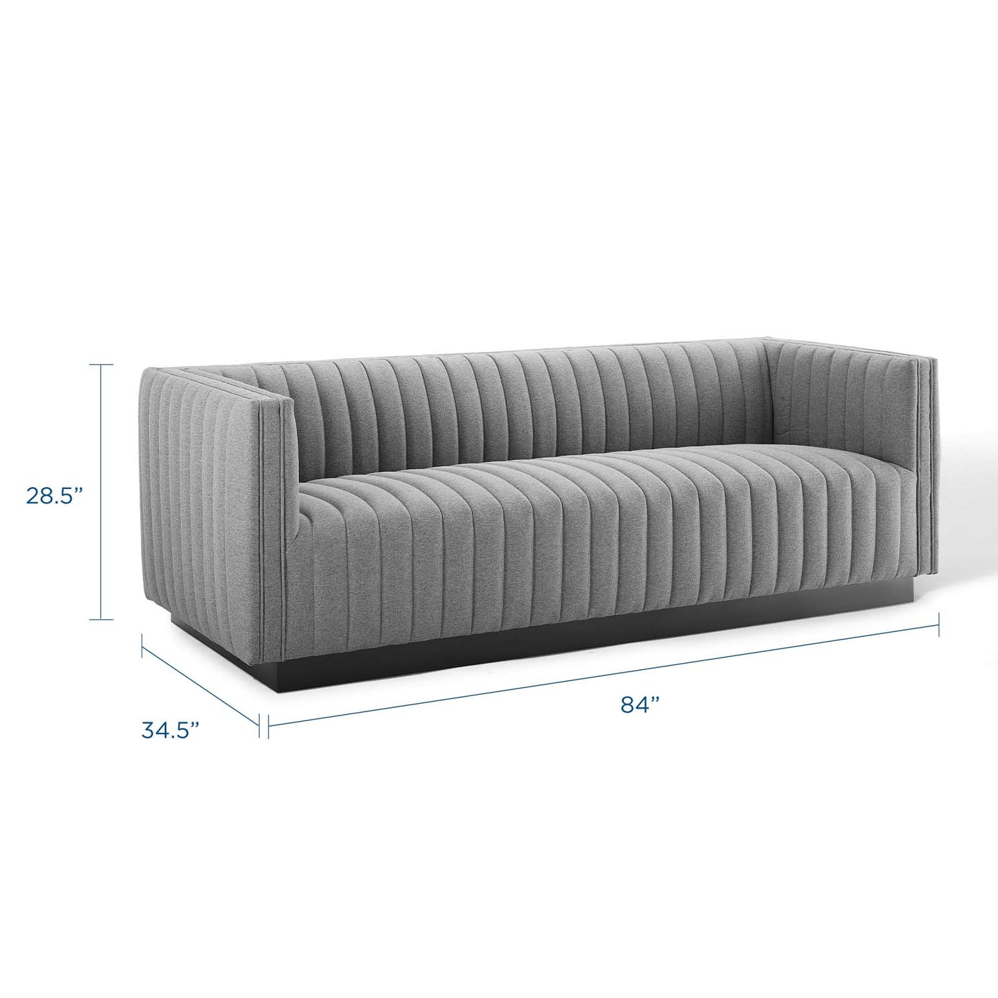Conjure Tufted Upholstered Fabric Sofa, Fabric, Light Grey Gray, 18813