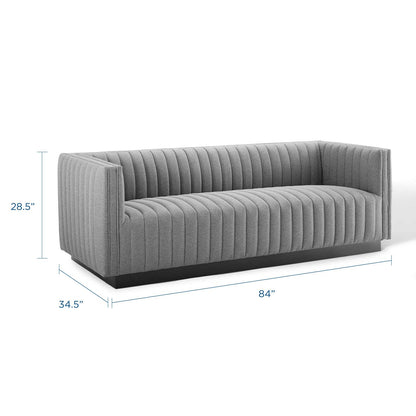 Conjure Tufted Upholstered Fabric Sofa, Fabric, Light Grey Gray, 18813
