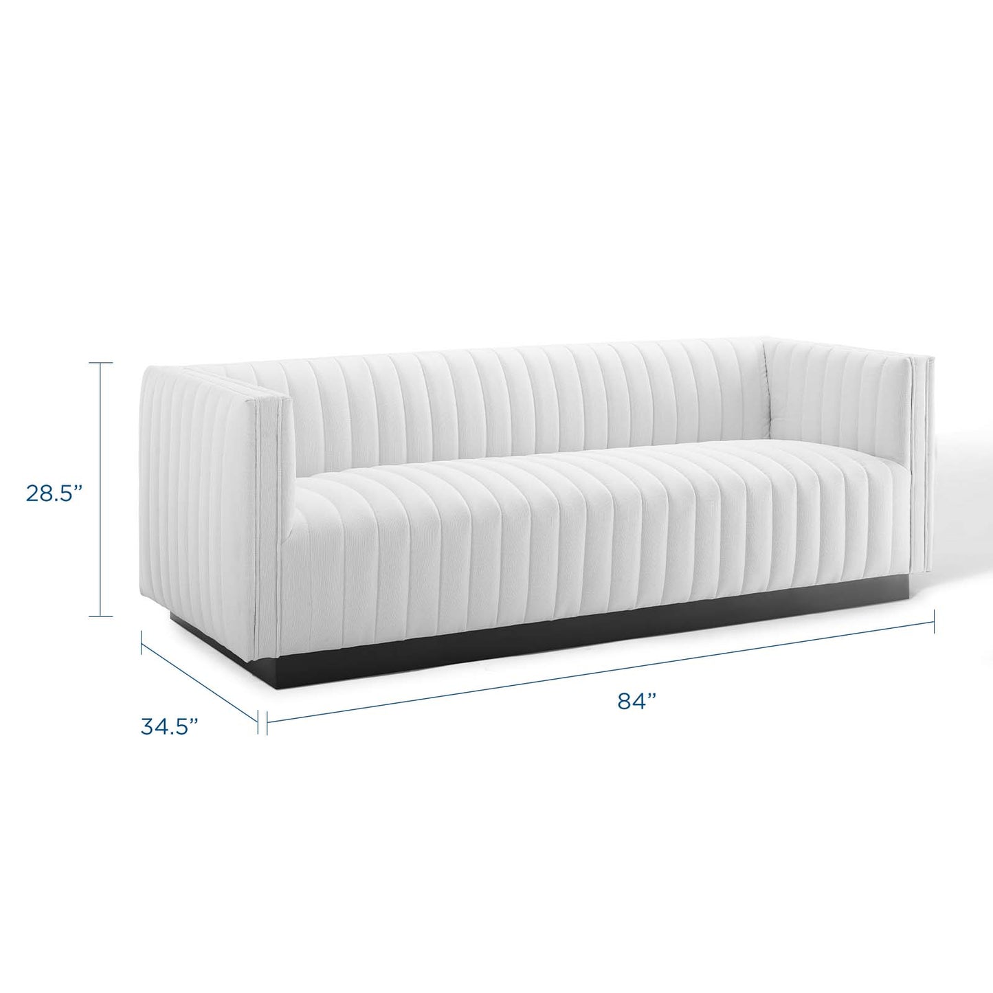 Conjure Tufted Upholstered Fabric Sofa, Fabric, White, 18814