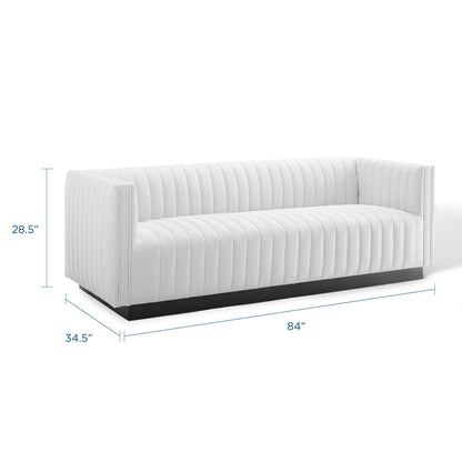Conjure Tufted Upholstered Fabric Sofa, Fabric, White, 18814