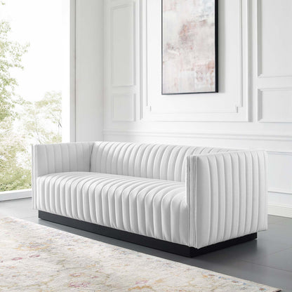 Conjure Tufted Upholstered Fabric Sofa, Fabric, White, 18814