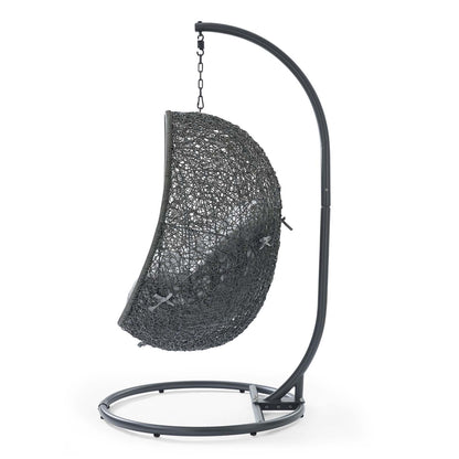 Hide Outdoor Patio Sunbrella® Swing Chair With Stand, Grey Gray, 18816