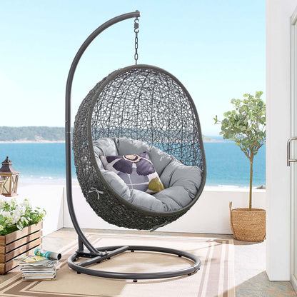 Hide Outdoor Patio Sunbrella® Swing Chair With Stand, Grey Gray, 18816