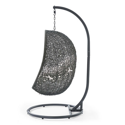 Hide Outdoor Patio Sunbrella® Swing Chair With Stand, Grey Gray White, 18818