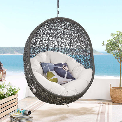 Hide Outdoor Patio Sunbrella® Swing Chair With Stand, Grey Gray White, 18818