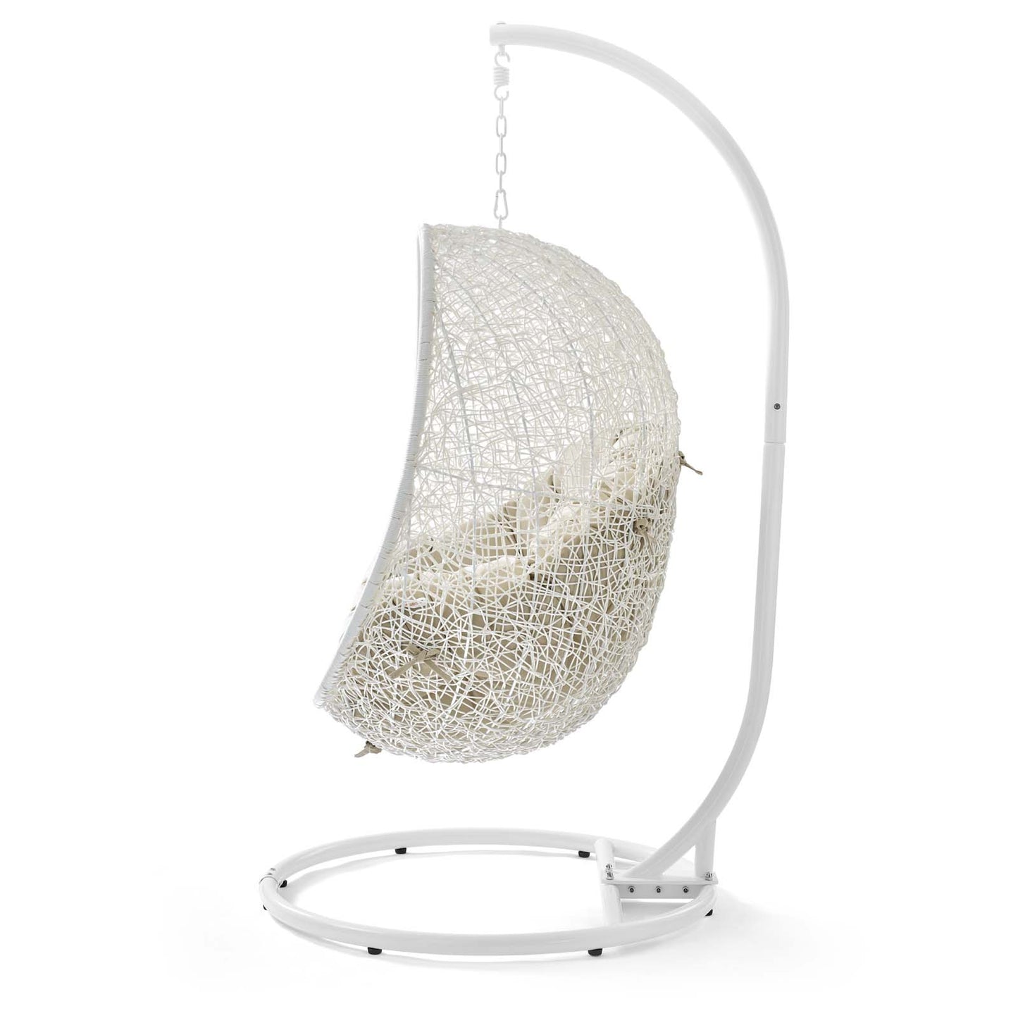 Hide Outdoor Patio Sunbrella® Swing Chair With Stand, White Beige, 18819