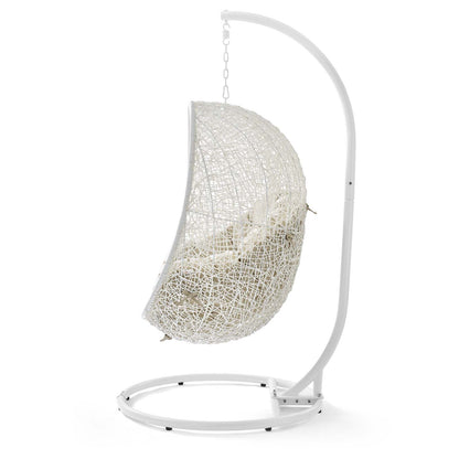 Hide Outdoor Patio Sunbrella® Swing Chair With Stand, White Beige, 18819