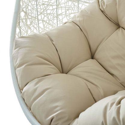Hide Outdoor Patio Sunbrella® Swing Chair With Stand, White Beige, 18819