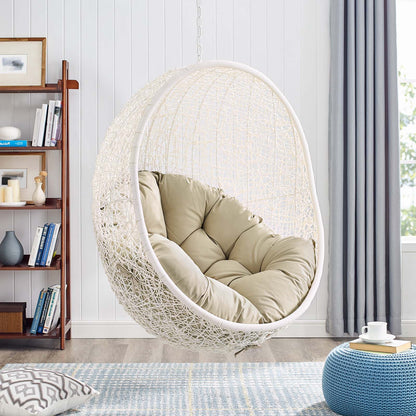 Hide Outdoor Patio Sunbrella® Swing Chair With Stand, White Beige, 18819