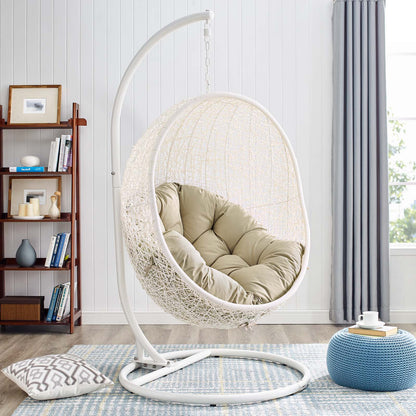 Hide Outdoor Patio Sunbrella® Swing Chair With Stand, White Beige, 18819