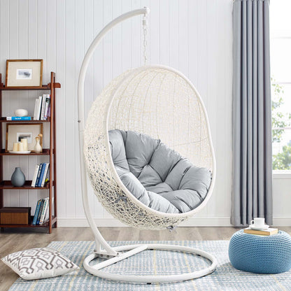 Hide Outdoor Patio Sunbrella® Swing Chair With Stand, White Grey Gray, 18820