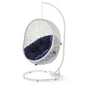 Hide Outdoor Patio Sunbrella® Swing Chair With Stand, White Blue Navy, 18821