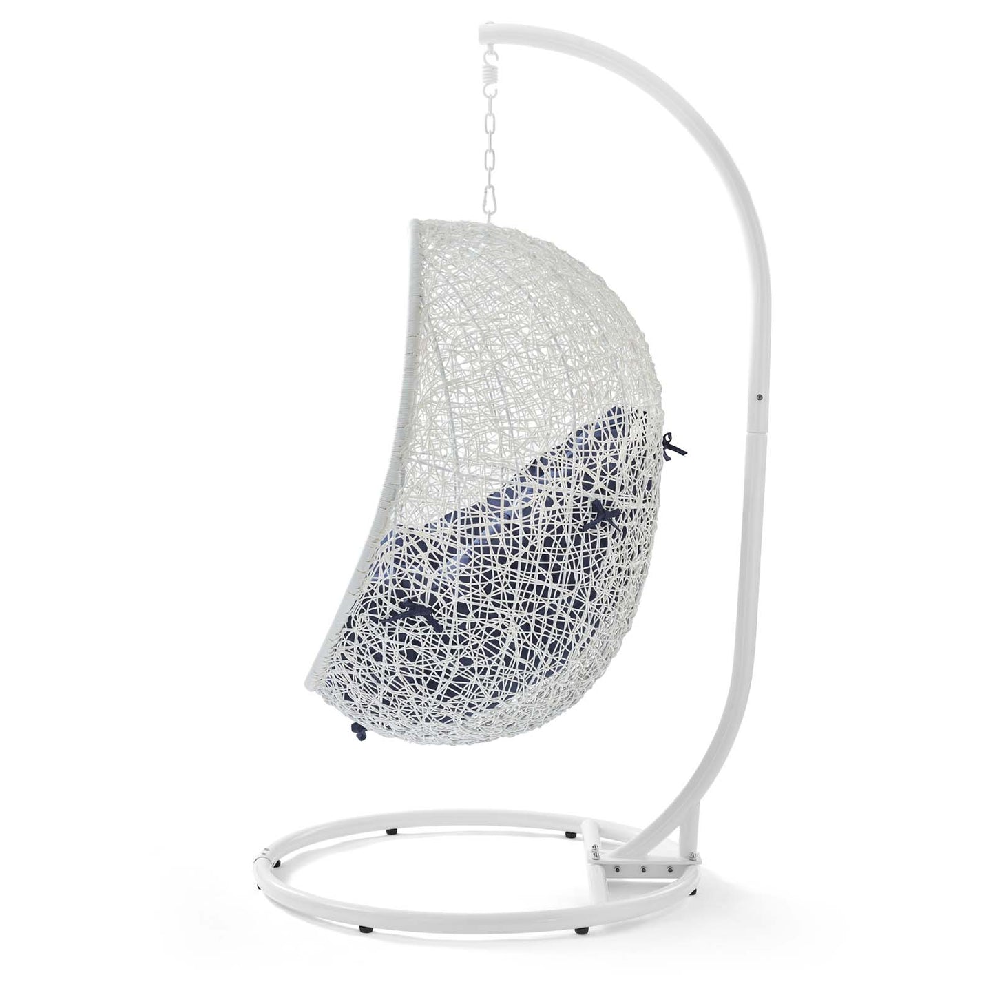 Hide Outdoor Patio Sunbrella® Swing Chair With Stand, White Blue Navy, 18821