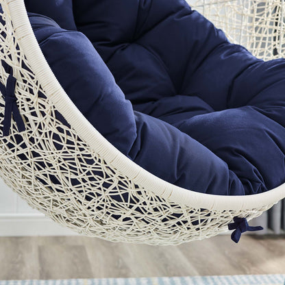 Hide Outdoor Patio Sunbrella® Swing Chair With Stand, White Blue Navy, 18821